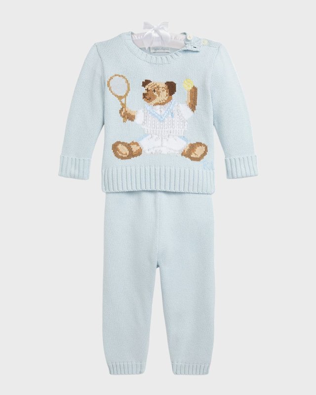 Boy's Tennis Bear Sweater and Pants Set, Size 3M-24